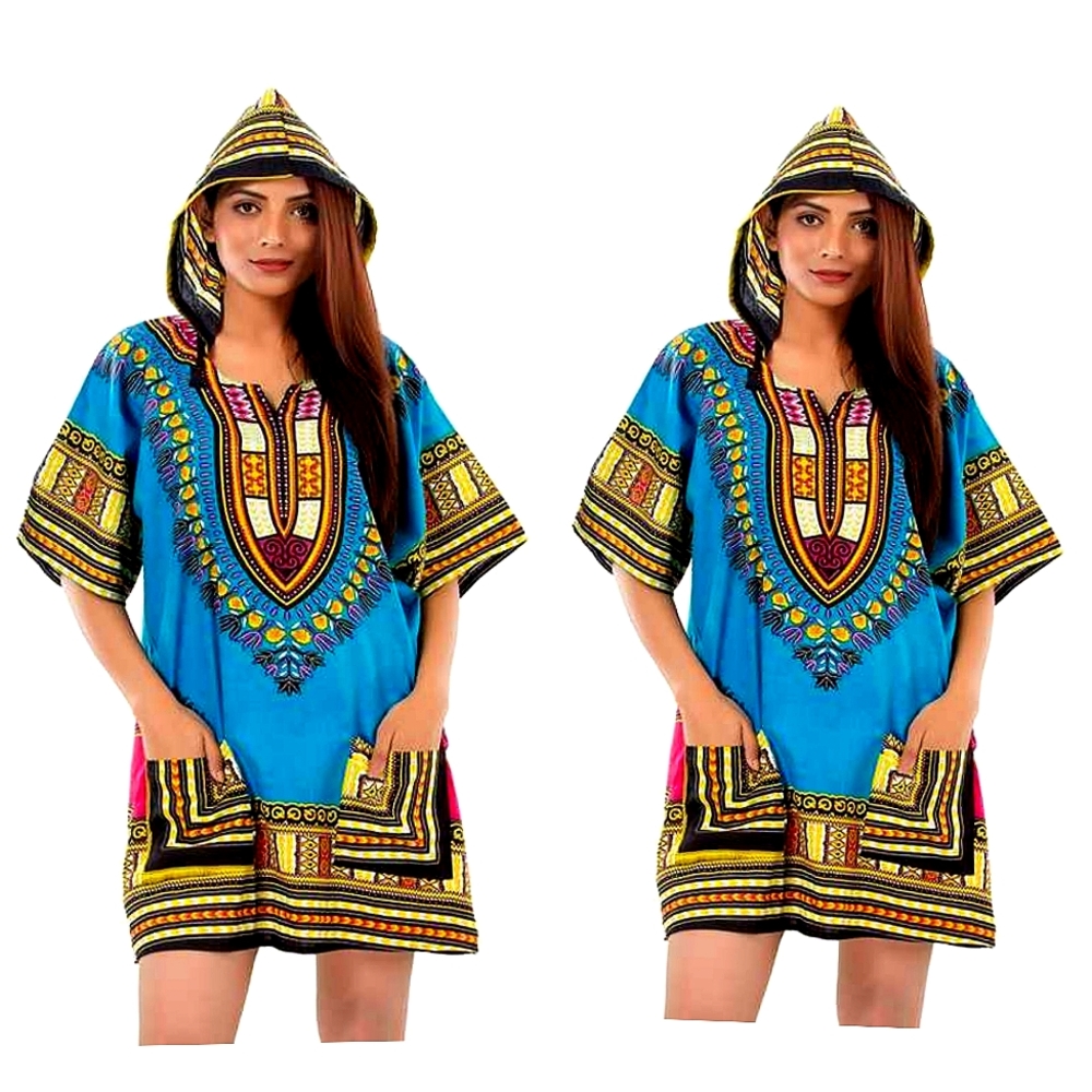Unisex Traditional African Wakanda Dashiki Hoodie Kaftan XL